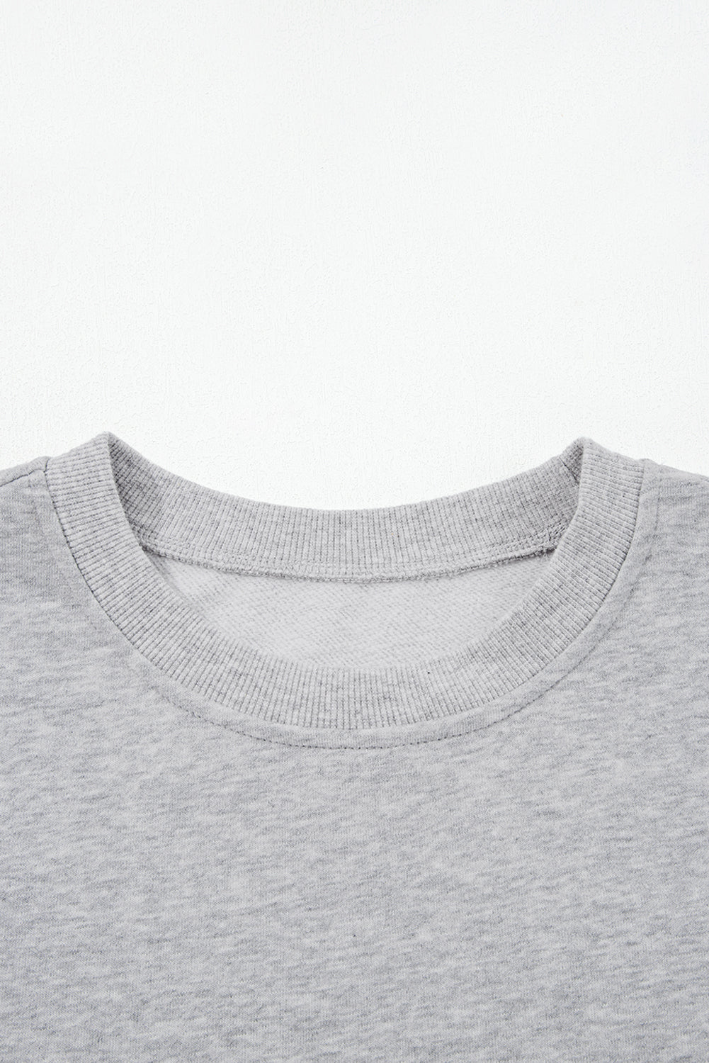 Light Grey Contrast Bow Applique Drop Sleeve Round Neck Sweatshirt 🇺🇸