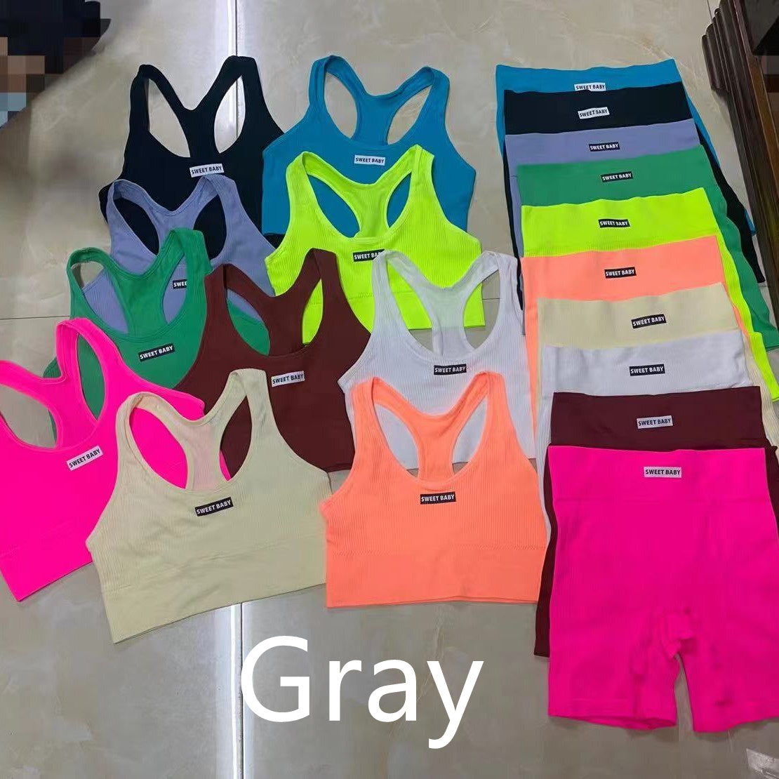 Sports Yoga Suit With Chest Pad Shockproof Beauty Back Hip Withdraw Stretch Sports Women's Shorts 🇨🇳