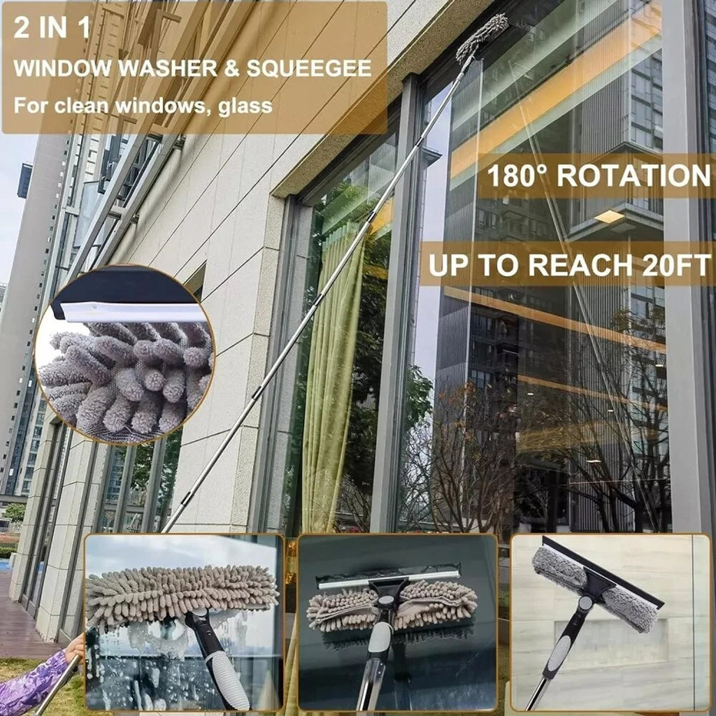 Telescopic Extendable Window Cleaner Equipment Glass Cleaning 4.5m Squeegee 🇨🇳