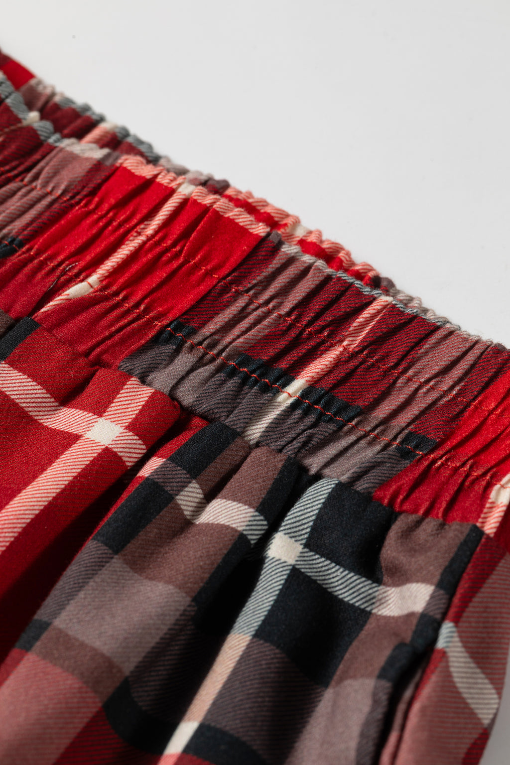 Red Plaid Elastic Waist Pocket Regular Full-Length Pants 🇺🇸
