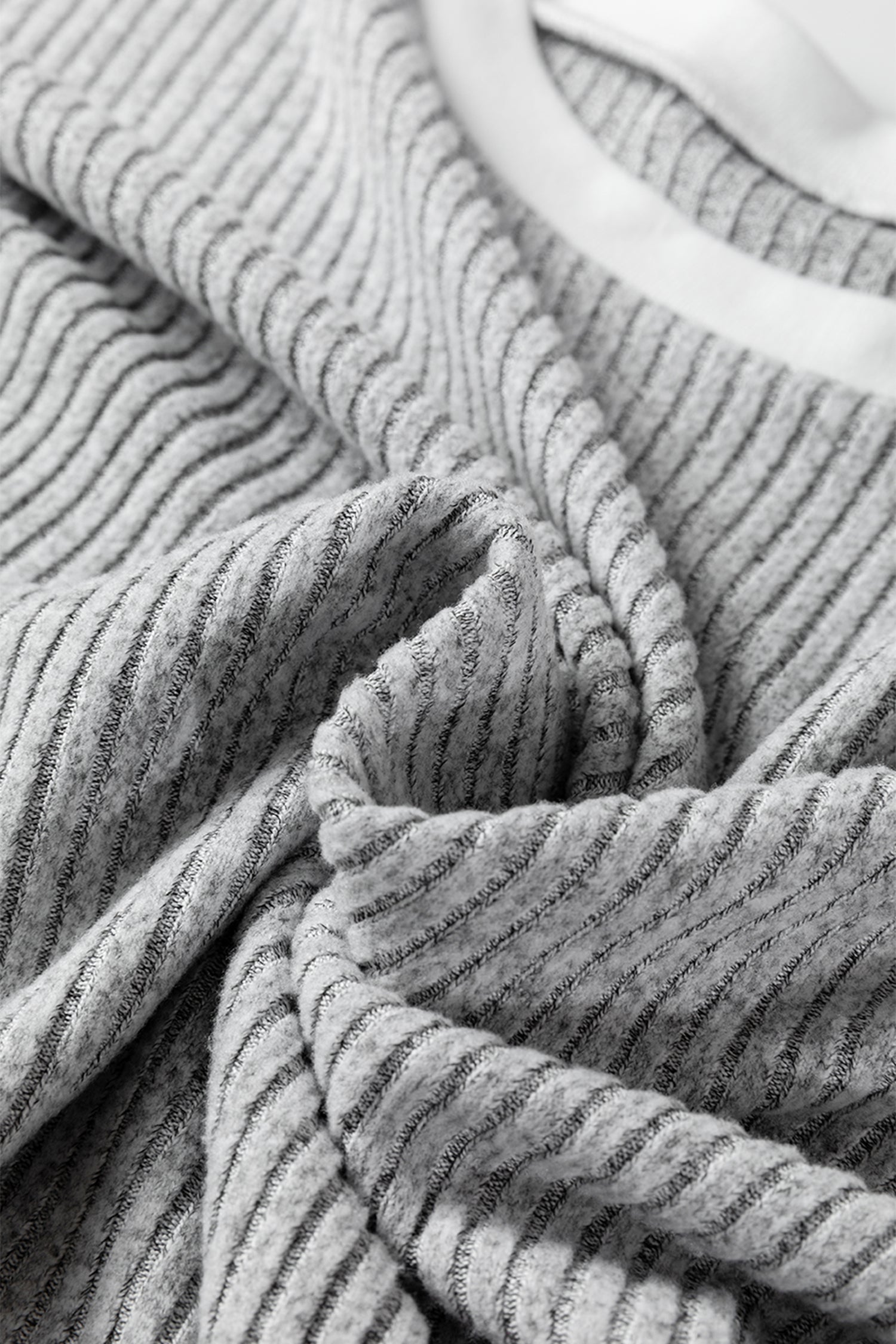 Gray Leopard Print Colorblock Patchwork Ribbed Knit Top 🇺🇸