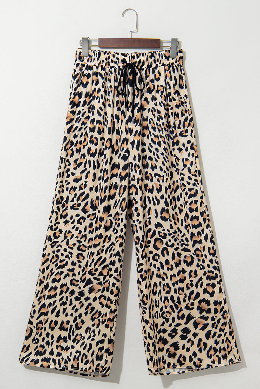 Parchment Leopard Drawstring Flowy Wide Leg Pants 🇨🇳