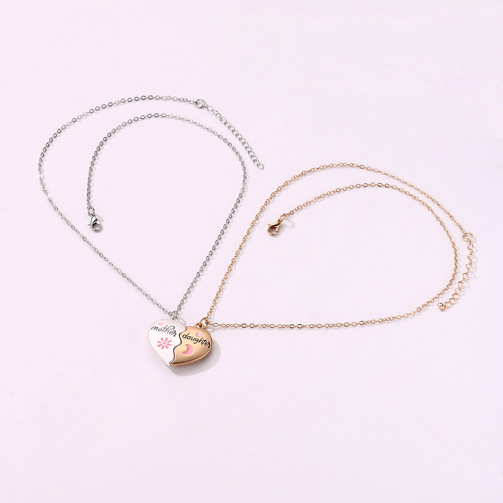2PCS Set Jewelry Mother Daughter Necklace Matching Heart Magnetic Pendant Fashion Gifts For Mother's Day 🇨🇳