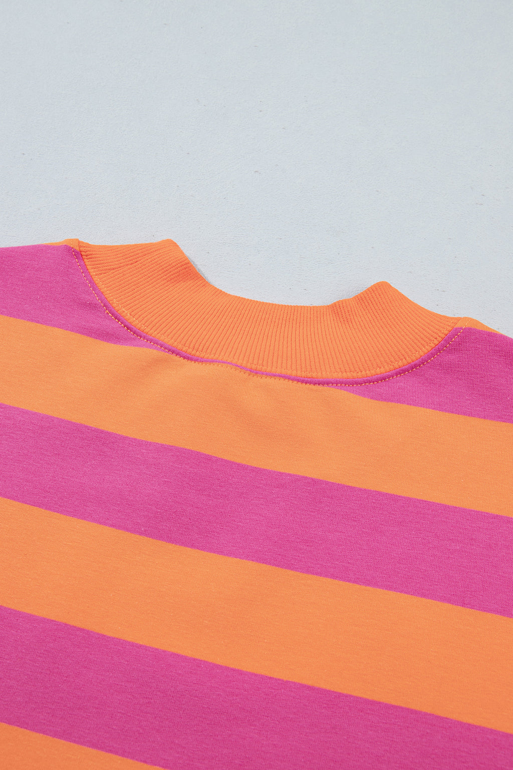 Blue Stripe Colorblock Mock Neck Relaxed Sweatshirt 🇺🇸