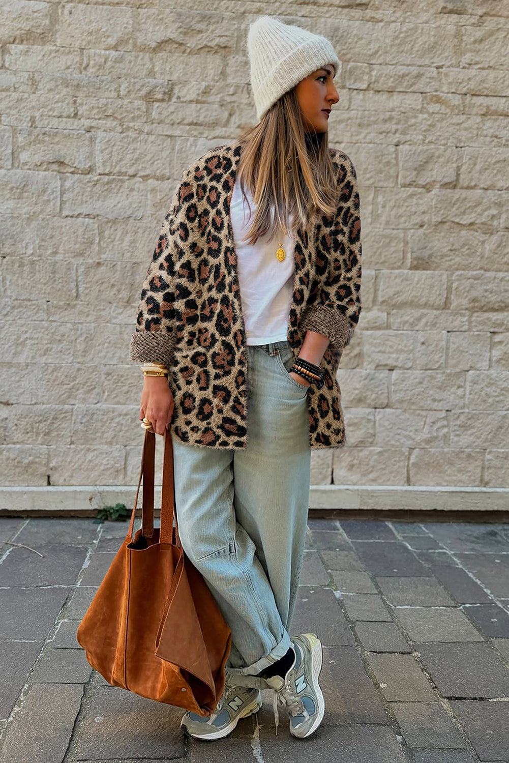 Brown Leopard Open Casual Cardigan 🇺🇸