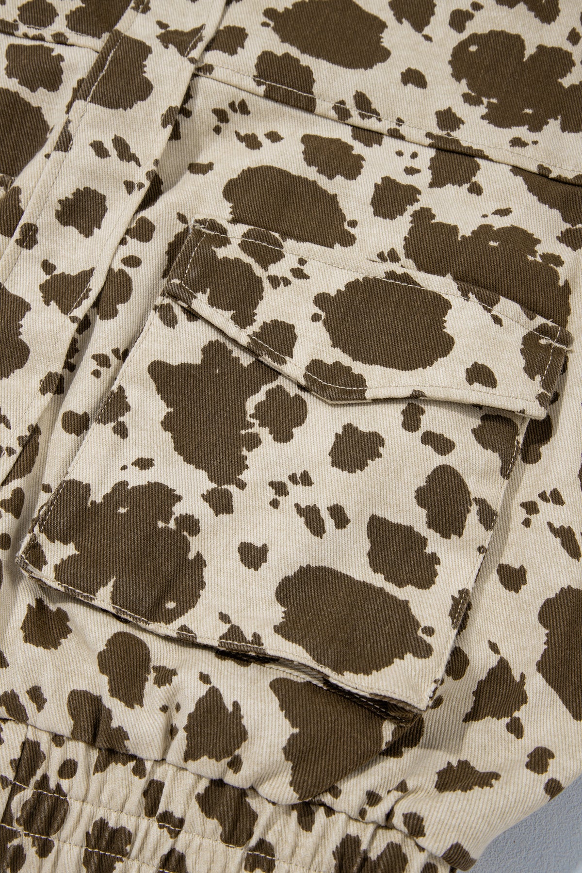 Brown Western Cow Print Cargo Pocket Denim Jacket 🇺🇸