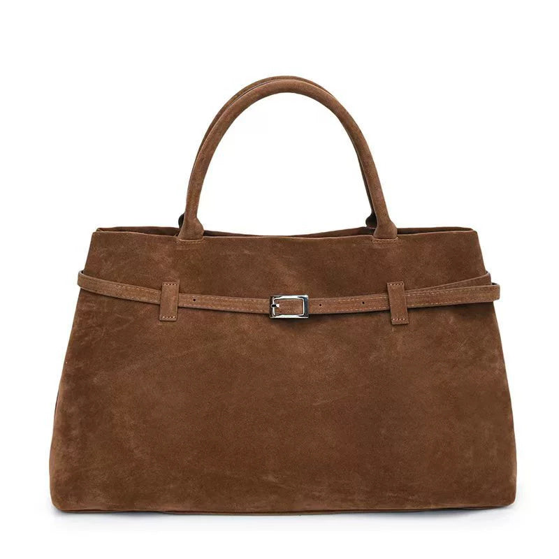2025 Hot Sale Decorative Design Solid Faux Suede Handbag Large Capacity Casual Tote Bags For Women Tote Design Portable Shoulder Bag 🇨🇳