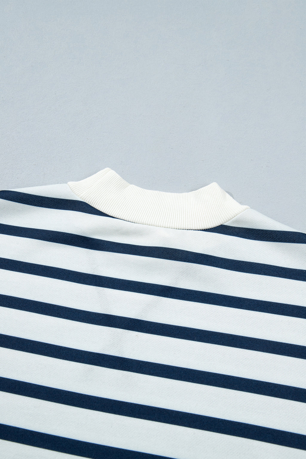 Blue Stripe Striped Ribbed Cuff Collar Pocket Loose Pant Set 🇺🇸