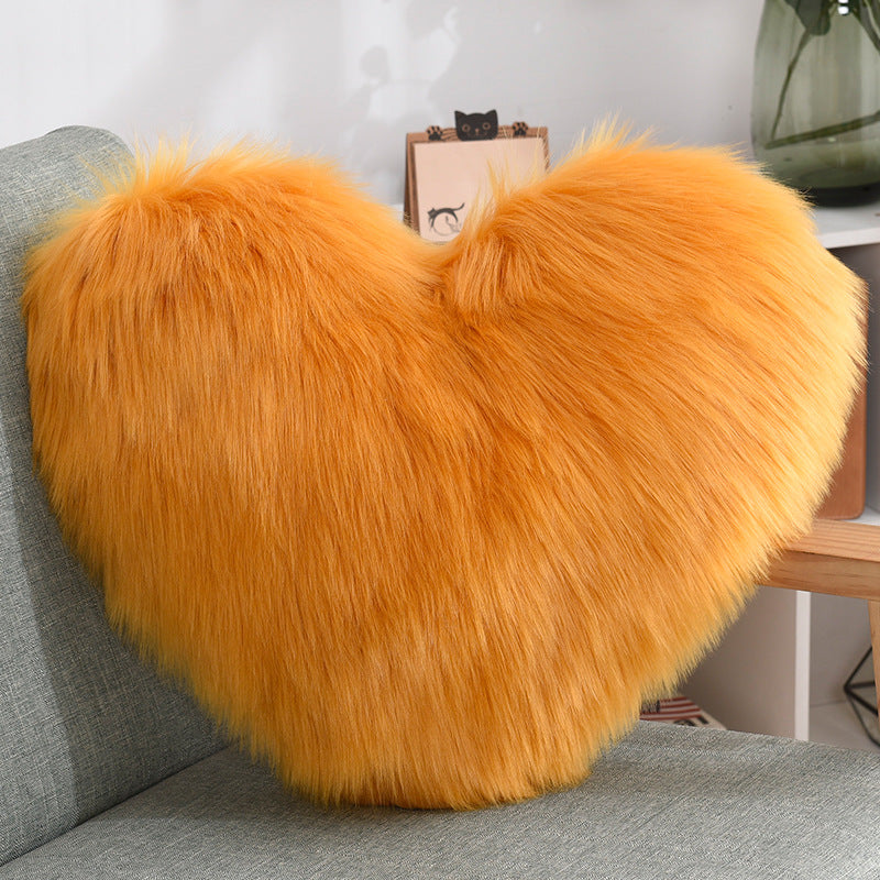 Throw Pillows Heart Shape Long Plush Fluffy Shaggy Cushion Cover 🇨🇳