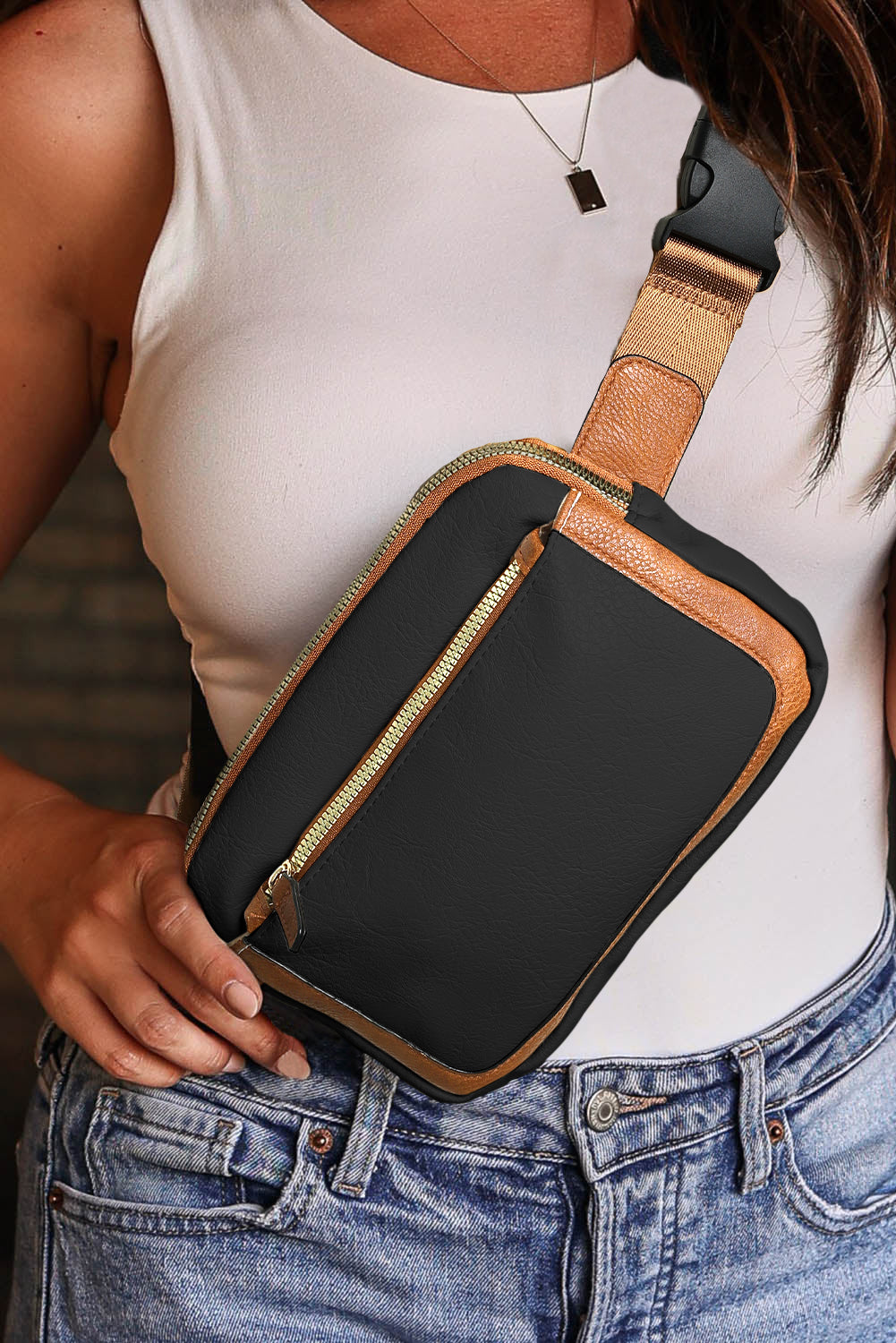 Black Adjustable Strap Mini PU Leather Crossbody Bag 🇨🇳