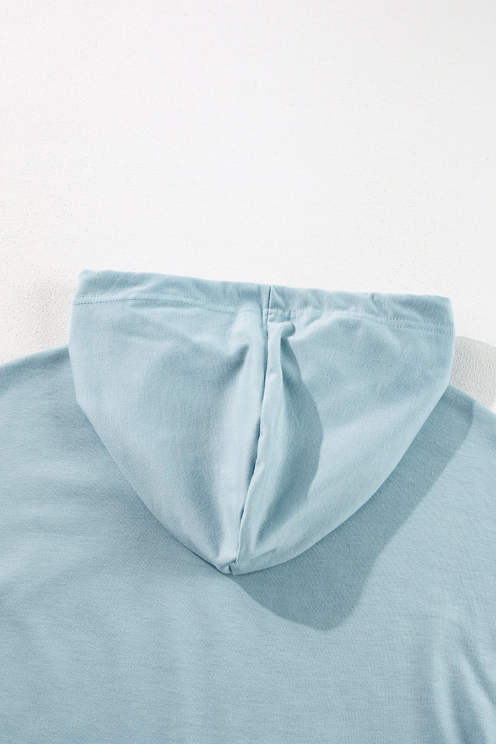 Iceland Blue Solid Ruffled Hem Loose Fit Tunic Hoodie 🇺🇸