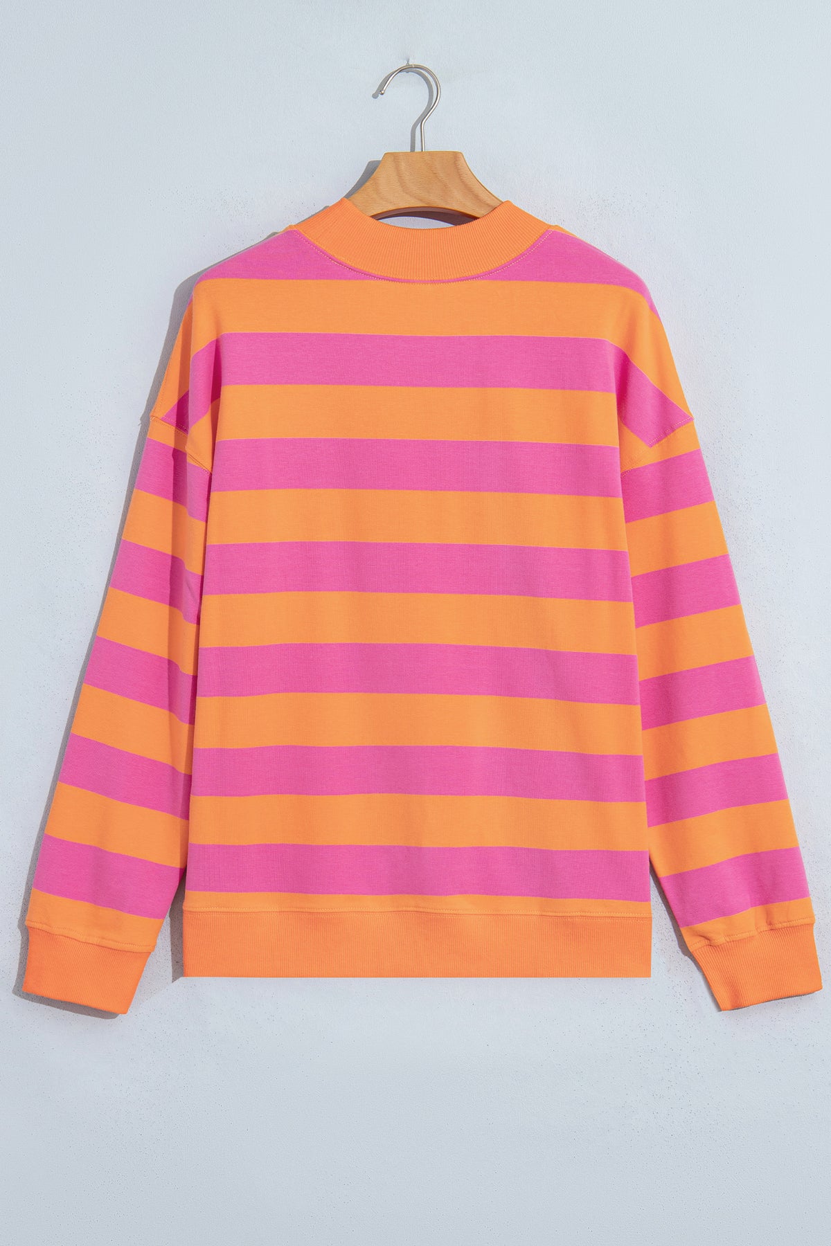 Blue Stripe Colorblock Mock Neck Relaxed Sweatshirt 🇺🇸