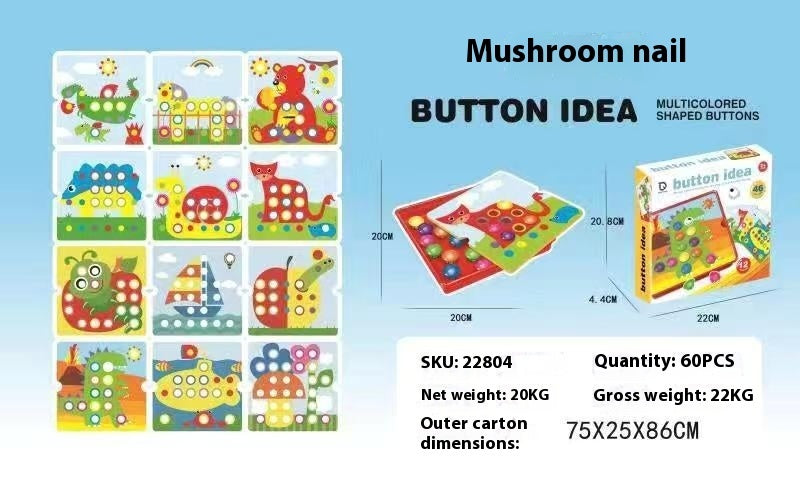 Children's Button Puzzle Mushroom Nail Early Education Perception Educational Toys 🇨🇳