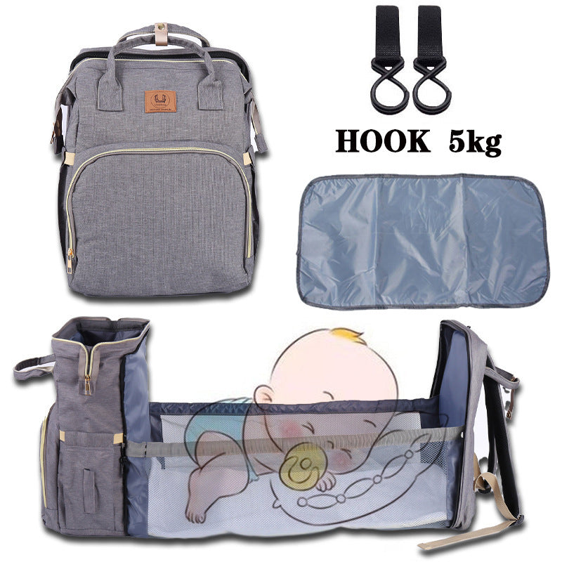 Folding Crib Fashion Maternal And Baby Large-capacity Double Shoulder Dad Backpack 🇨🇳