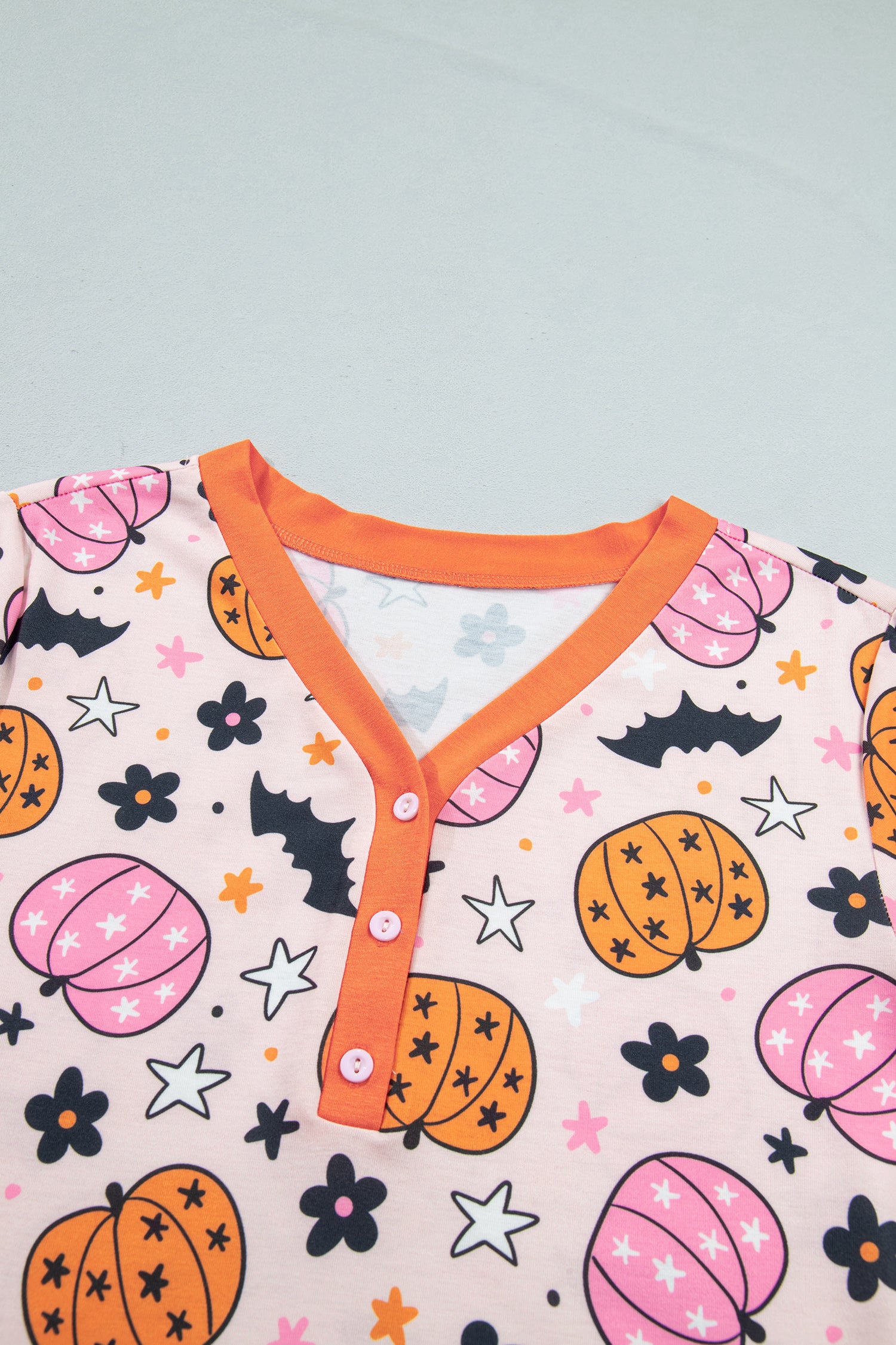 Pink Halloween Pumpkin Print Long Sleeve Home Wear Lounge Set 🇺🇸