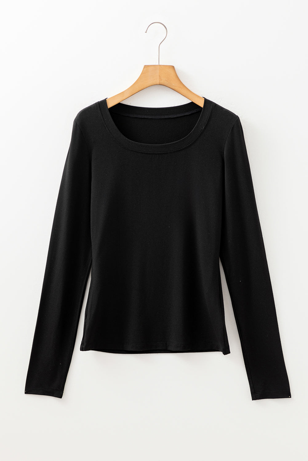 Black Solid Color Long Sleeve Fitted Top 🇺🇸