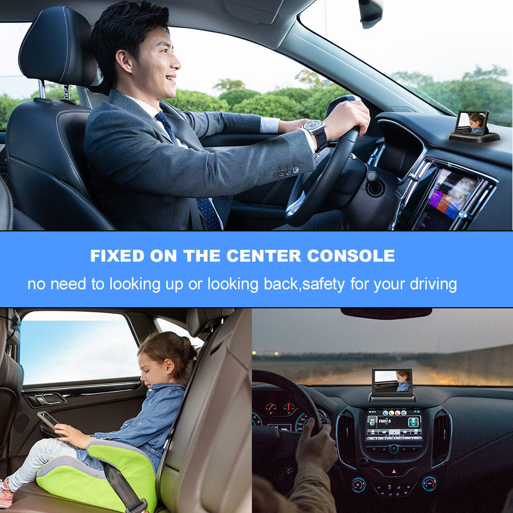 12-24V Folding Screen For Baby Monitoring Images In Car With Cigarette Lighter Power Cord  Night Vision Eight-lamp Camera 🇨🇳