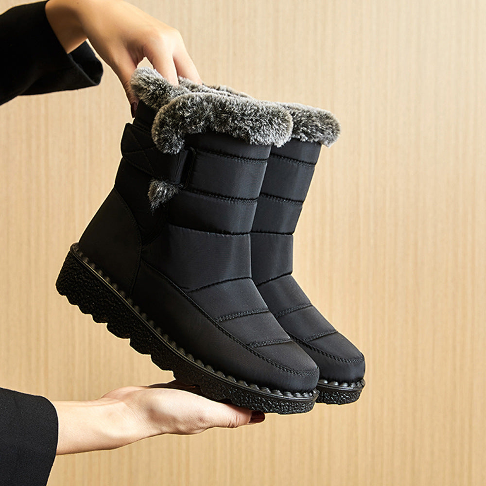 Winter Snow Boot Hook And Loop Fastener Waterproof Low Heels Platform Ankle Boots 🇨🇳