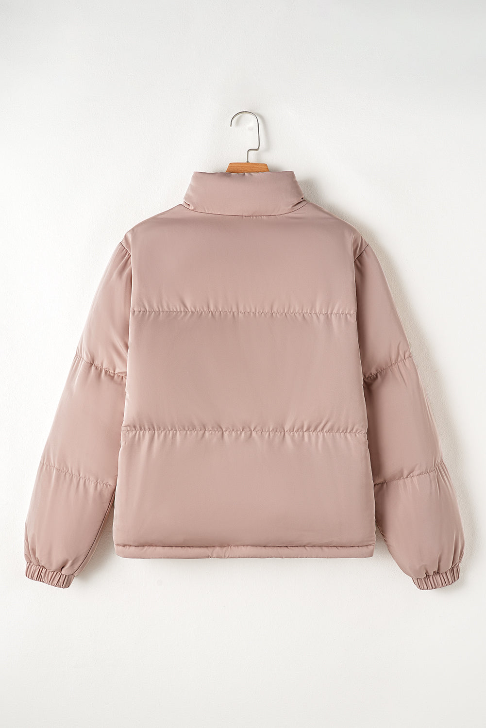 Apricot Pink Full Zipper Quilted Puffer Jacket 🇺🇲