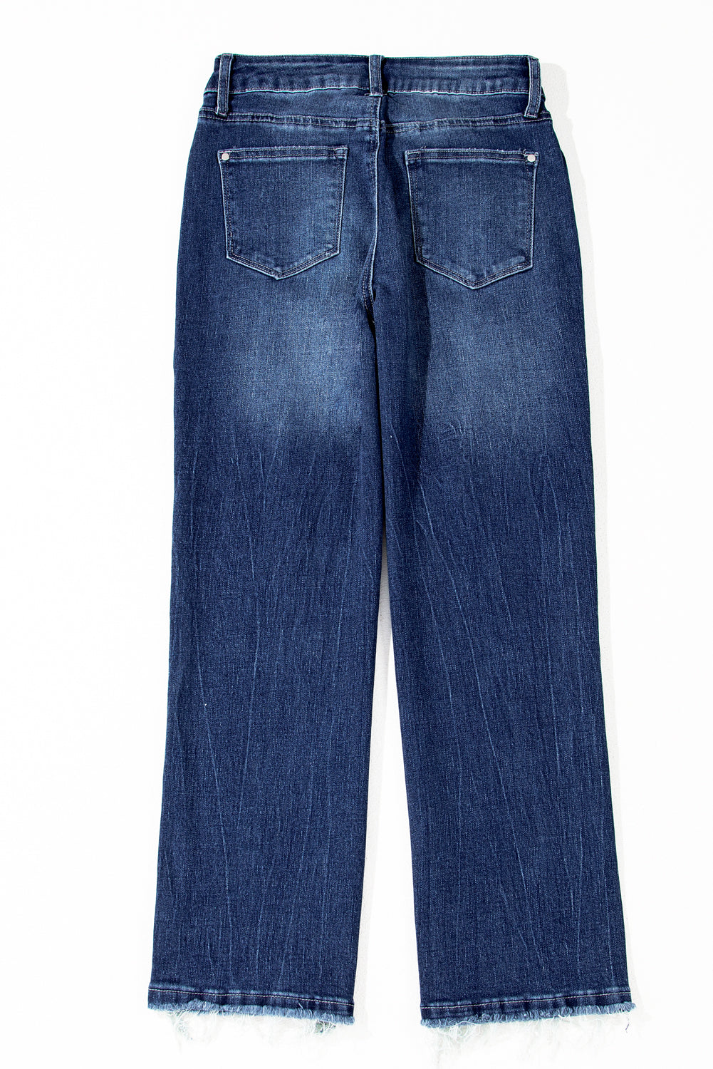 Sail Blue Mineral Wash Raw Hem High Waist Flared Jeans 🇨🇳