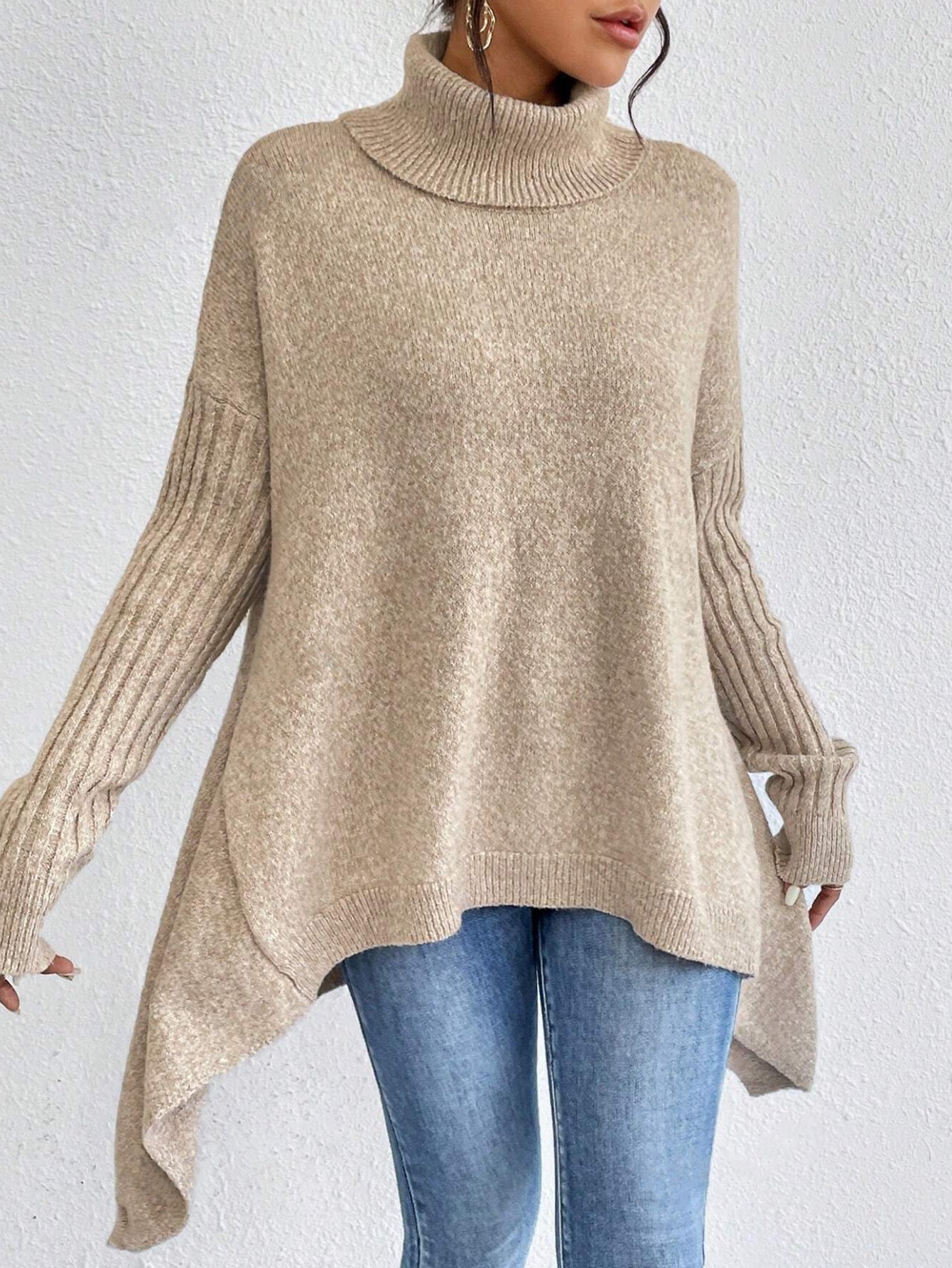 Turtleneck Loose Long Sleeve Knitted Warm Pullover Sweater 🇨🇳