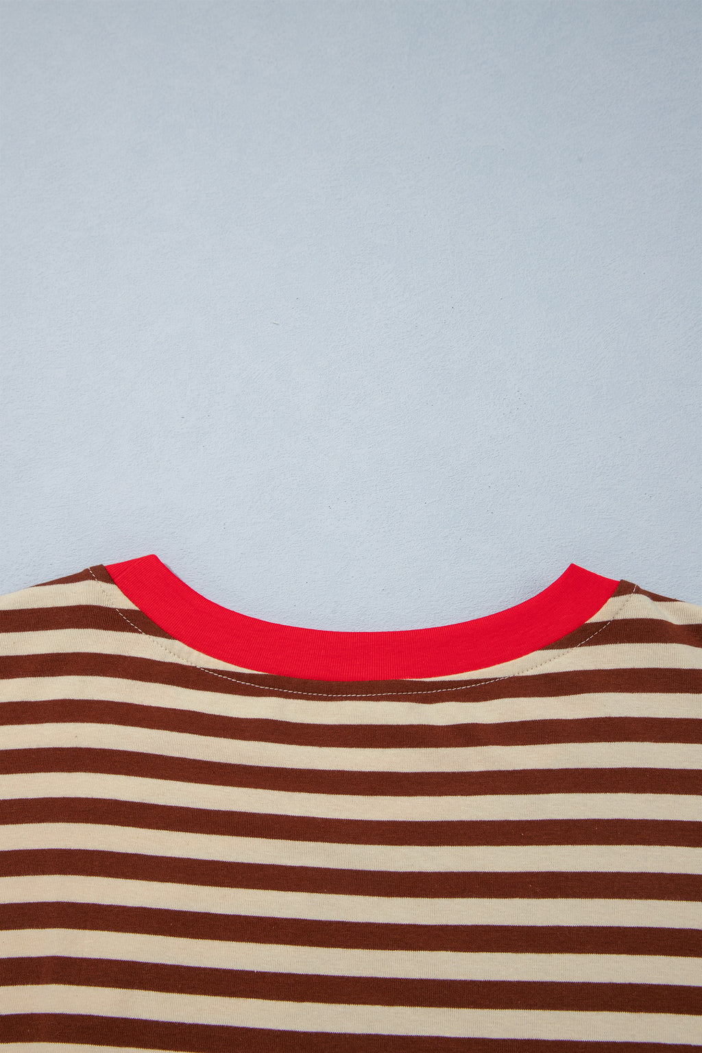 Brown Stripe Striped Colorblock Cuffs Round Neck Long Sleeve Shift Dress 🇺🇸