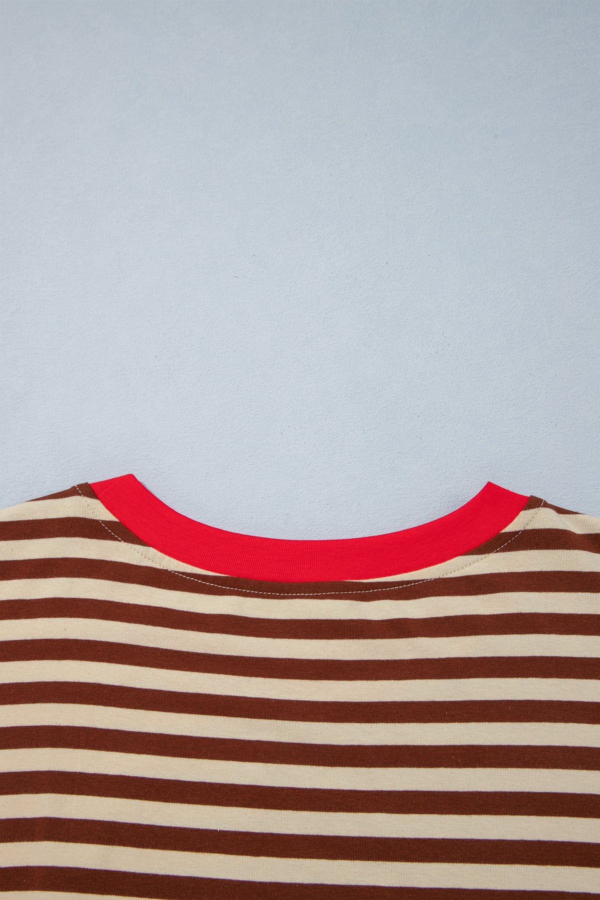 Brown Stripe Striped Colorblock Cuffs Round Neck Long Sleeve Shift Dress 🇺🇸