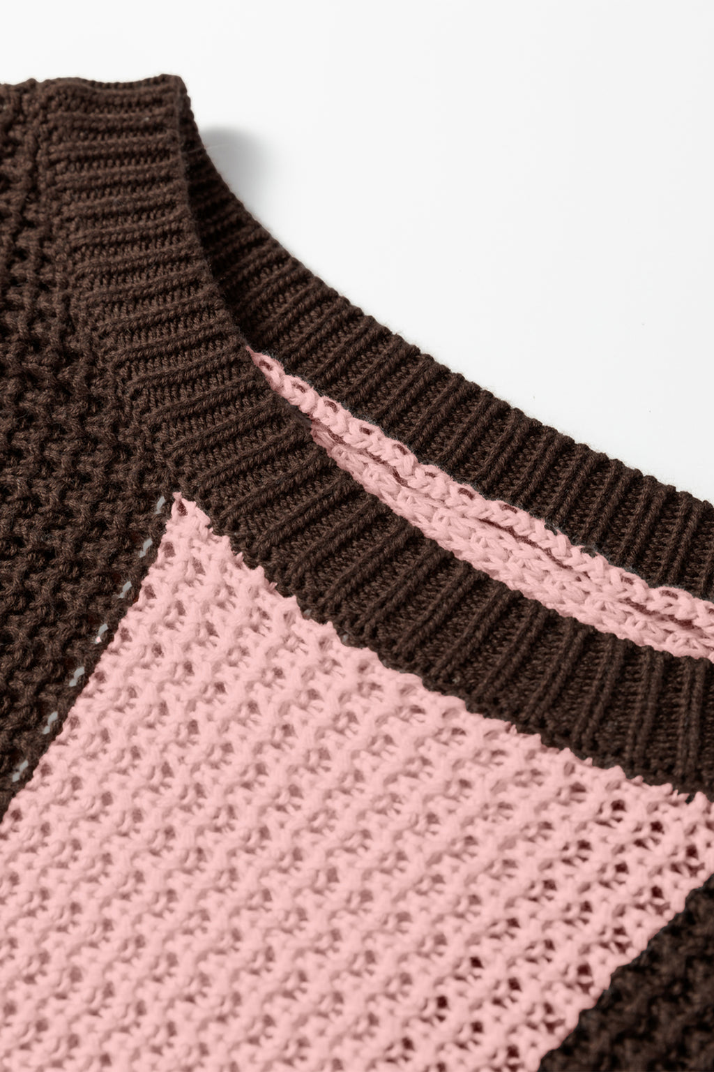 Fushia Striped Color Block Thermal Textured Knit Drop Shoulder Sweater 🇺🇸