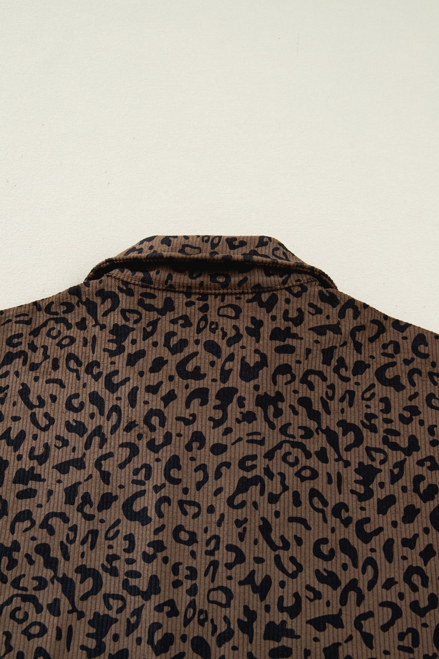 Brown Leopard Print Quarter Zip Corduroy Sweatshirt 🇺🇸