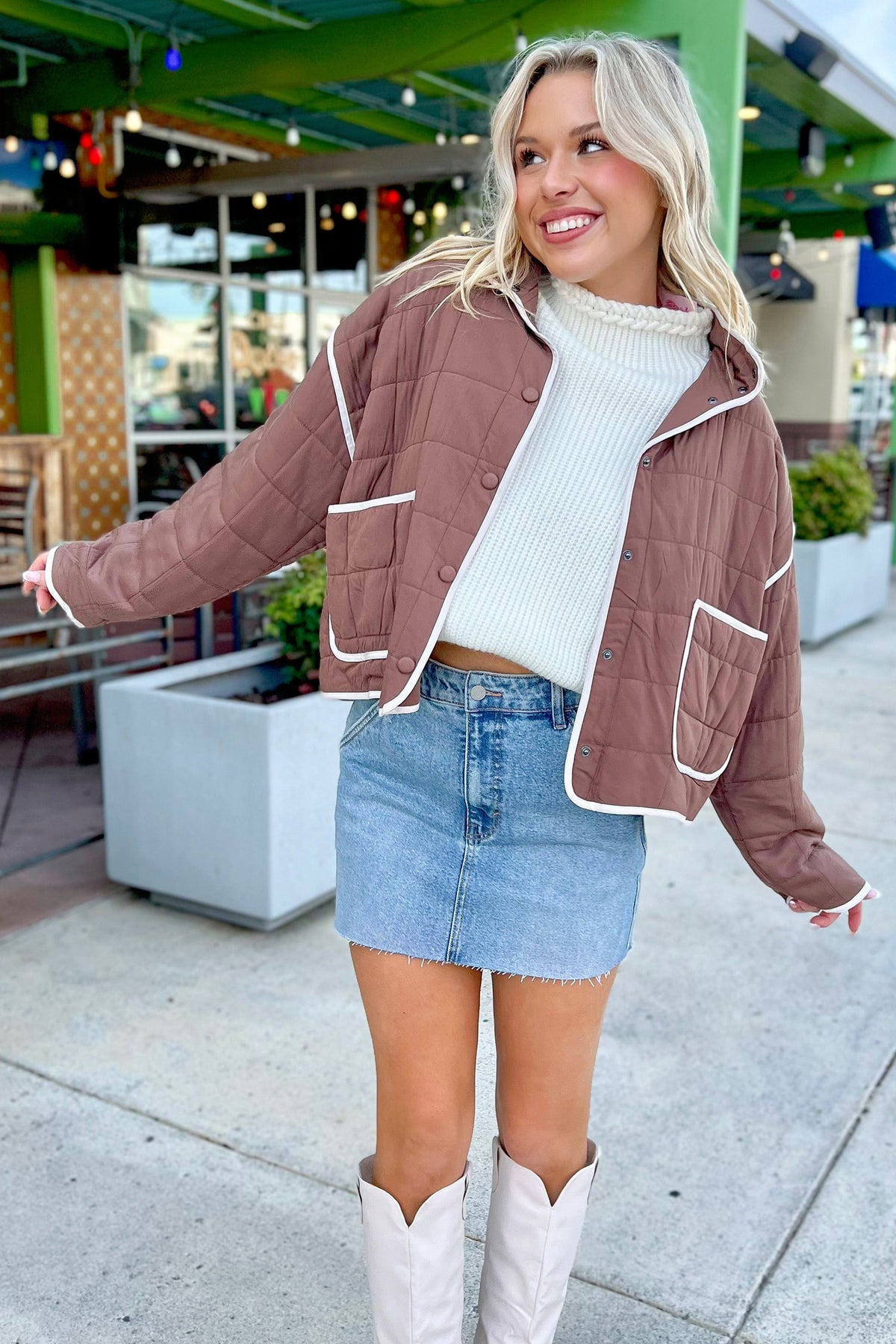 Old Rose Quilted Metal Button Pocket Jacket 🇺🇸