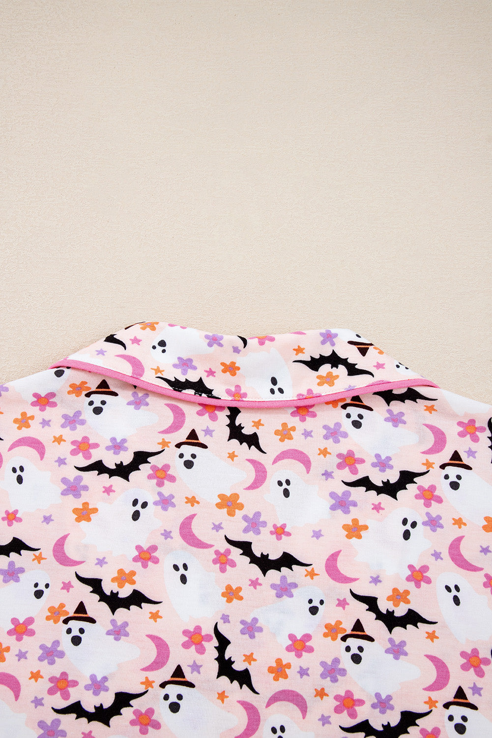 Pink Halloween Eve Haunted Honey Bat Print Pajama Set 🇺🇸