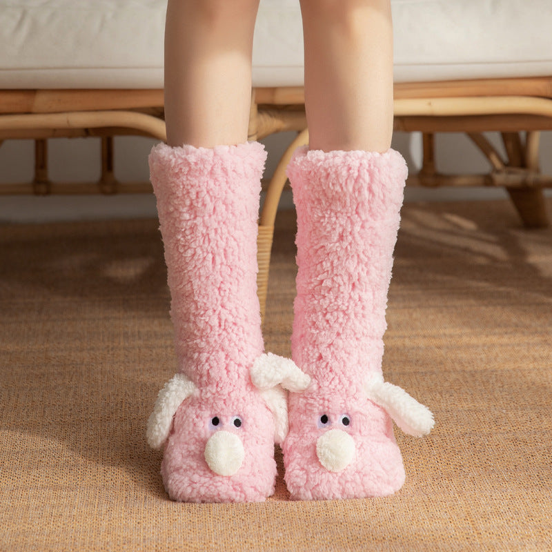 Cute Cartoon Dog Floor Socks Winter Warm Non-slip Plush Socks For Women 🇨🇳