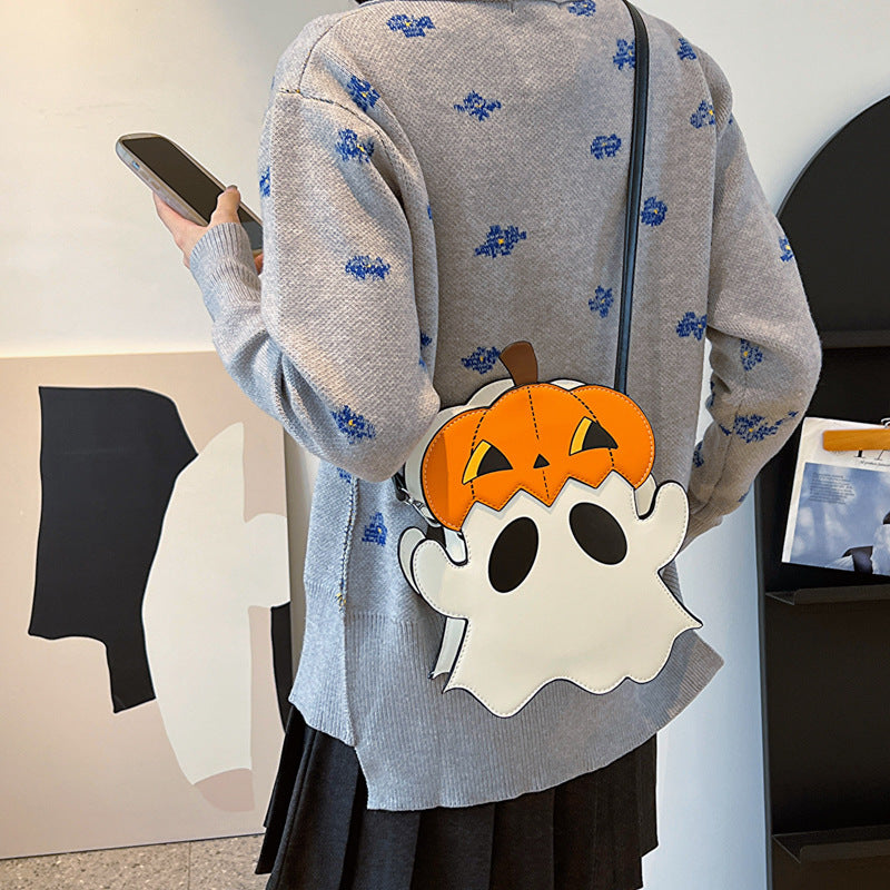 Halloween Shouder Bags Creative 3D Cartoon Pumpkin Ghost Design Cute Bags Women Cell Phone Purses Novelty Personalized Candy Crossbody Bags 🇨🇳