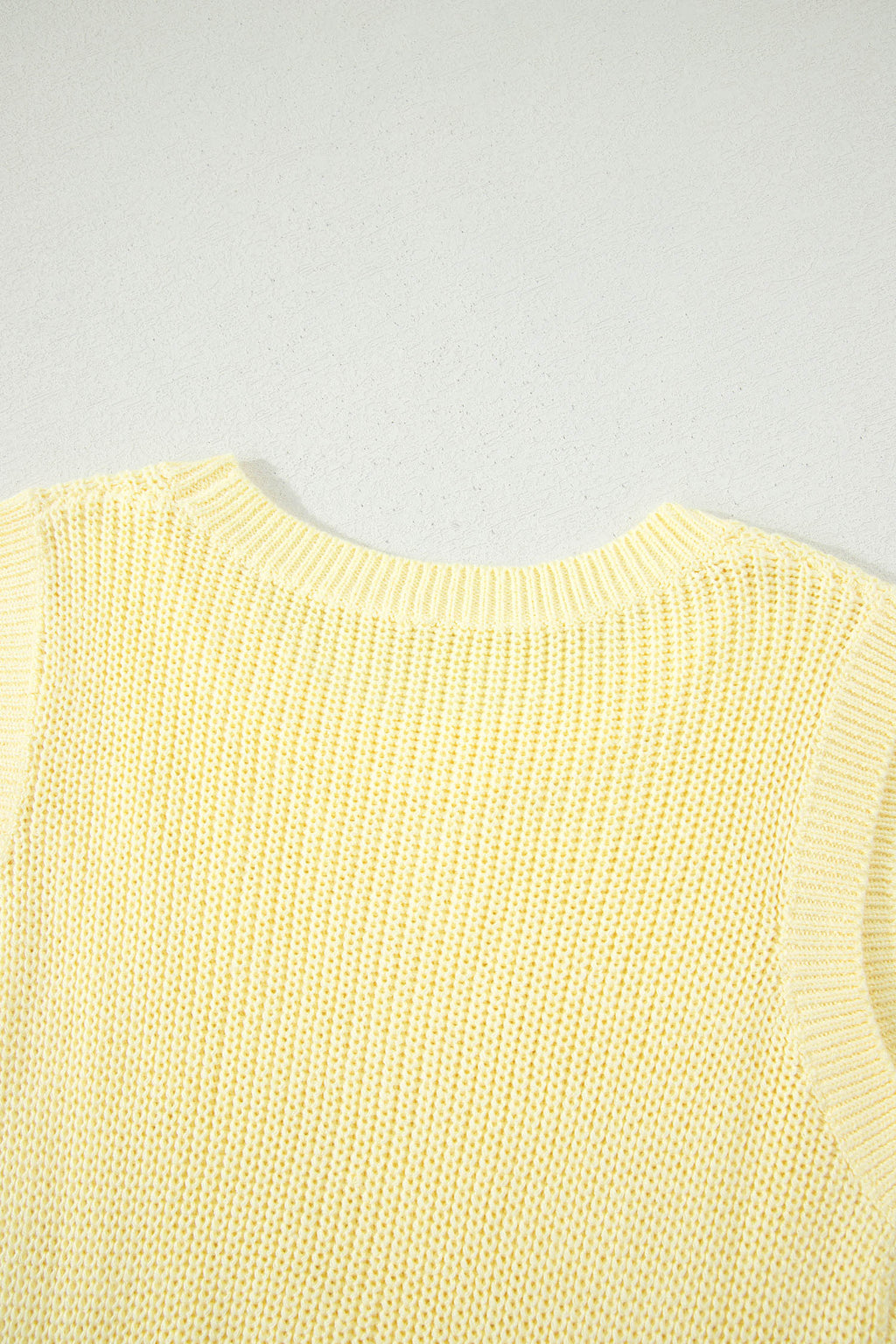 Yellow Cream Solid Color Cropped Knit Knot Back Cutout Sweater Tank 🇺🇸