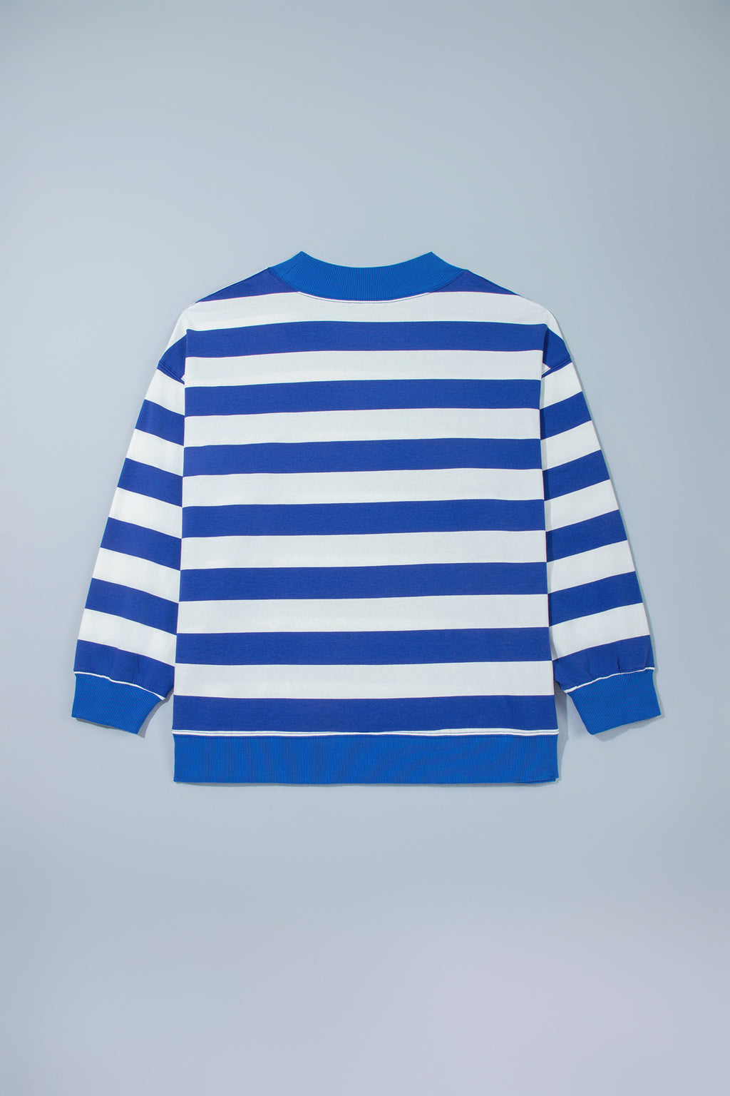 Orange Stripe Ribbed Trim Stand Neck Dropped Shoulder Plus Size Sweatshirt 🇺🇸