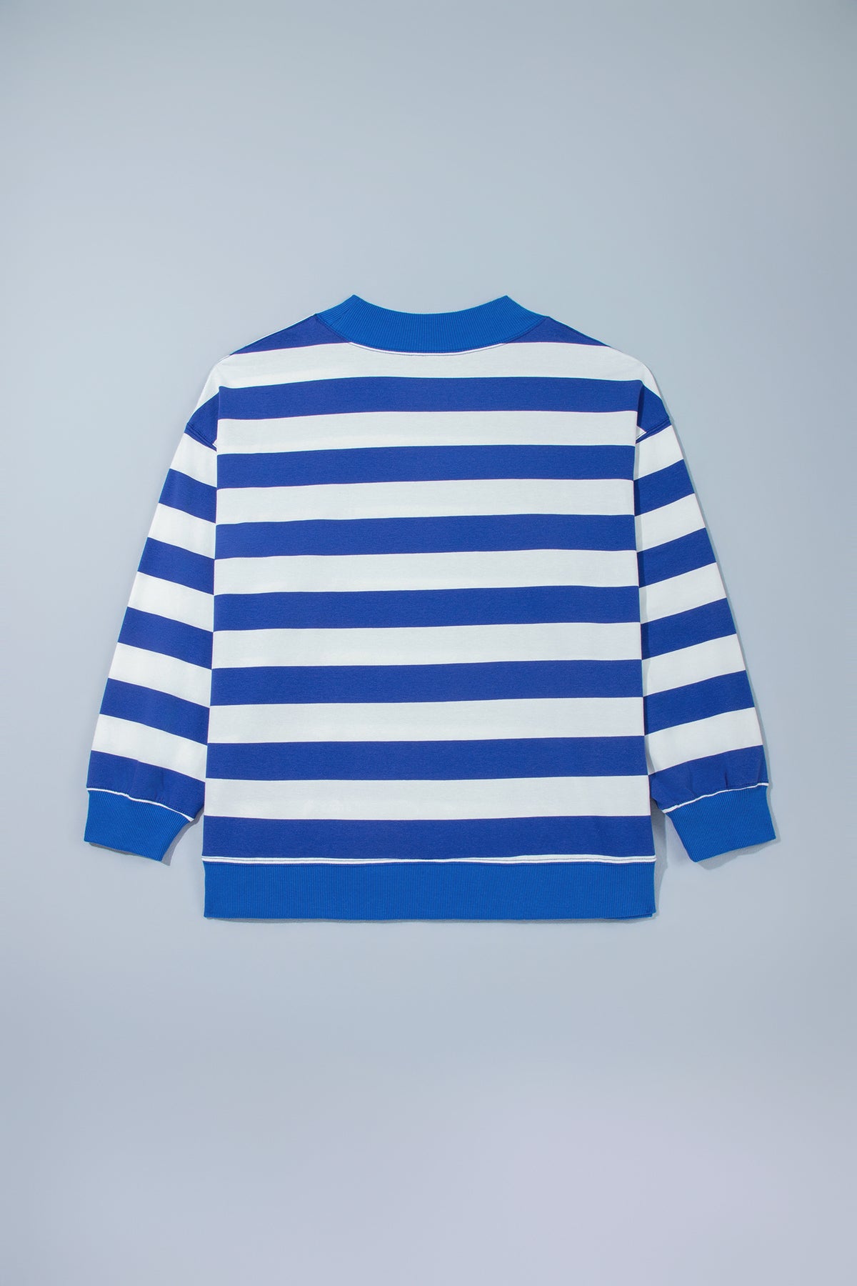 Orange Stripe Ribbed Trim Stand Neck Dropped Shoulder Plus Size Sweatshirt 🇺🇸