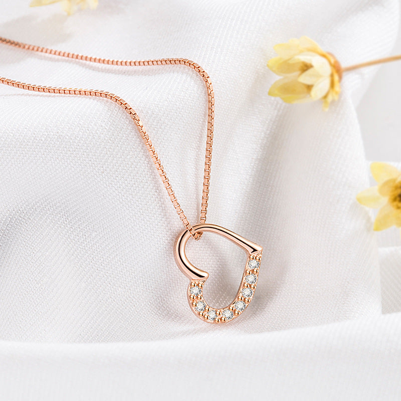 S925 Sterling Silver Love Heart Pendant Necklace For Women Fashion Jewelry Ladies Gold Color Clavicle Chain High Quality Jewelry Gifts 🇨🇳