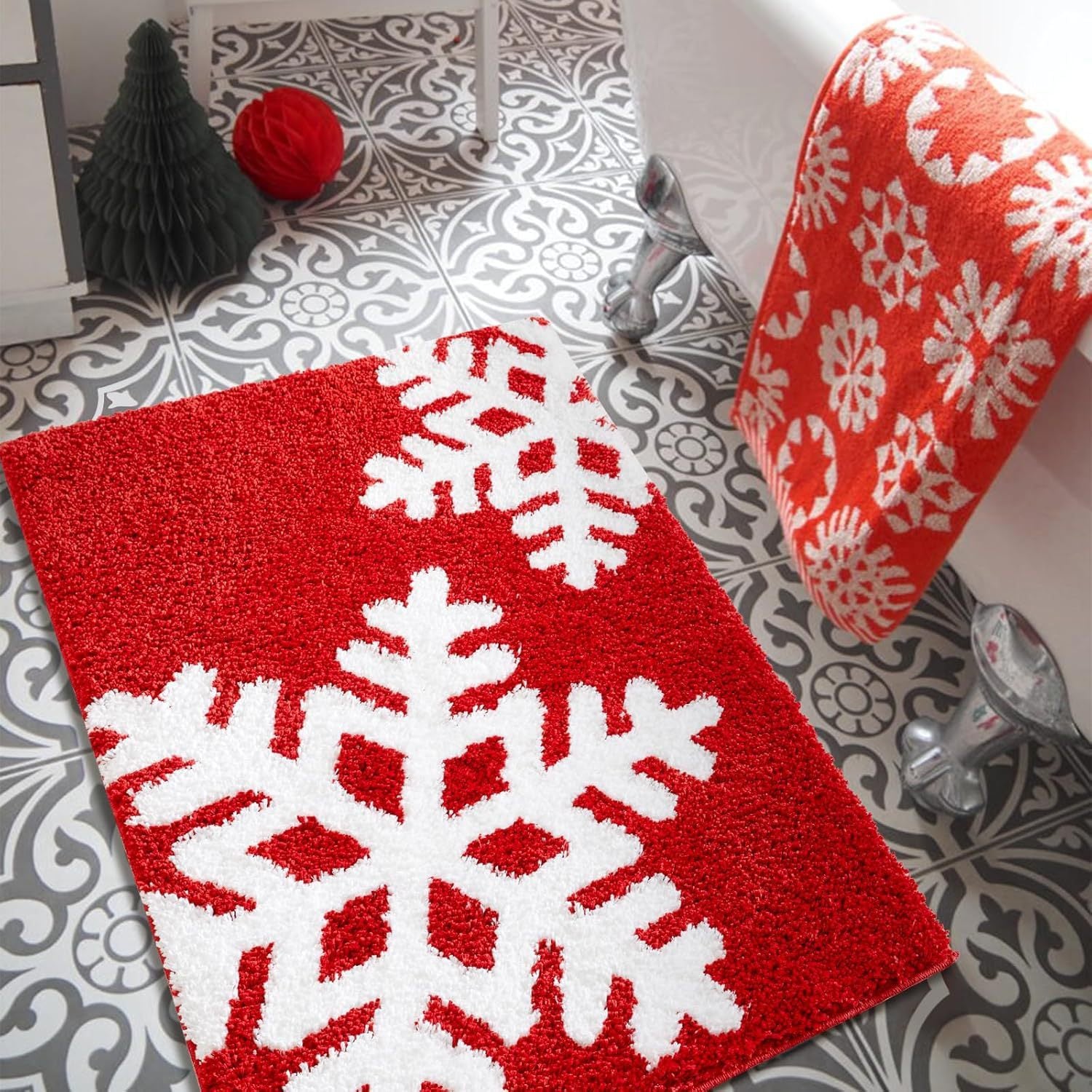 Christmas Cashmere Carpet Bathroom Absorbent Non-slip Mat 🇨🇳