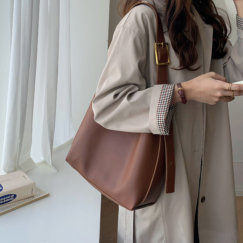 Women's Shoulder Bag Solid Fashion Handbag Crossbody Bag Women's Minimalist PU Leather Bag 🇨🇳