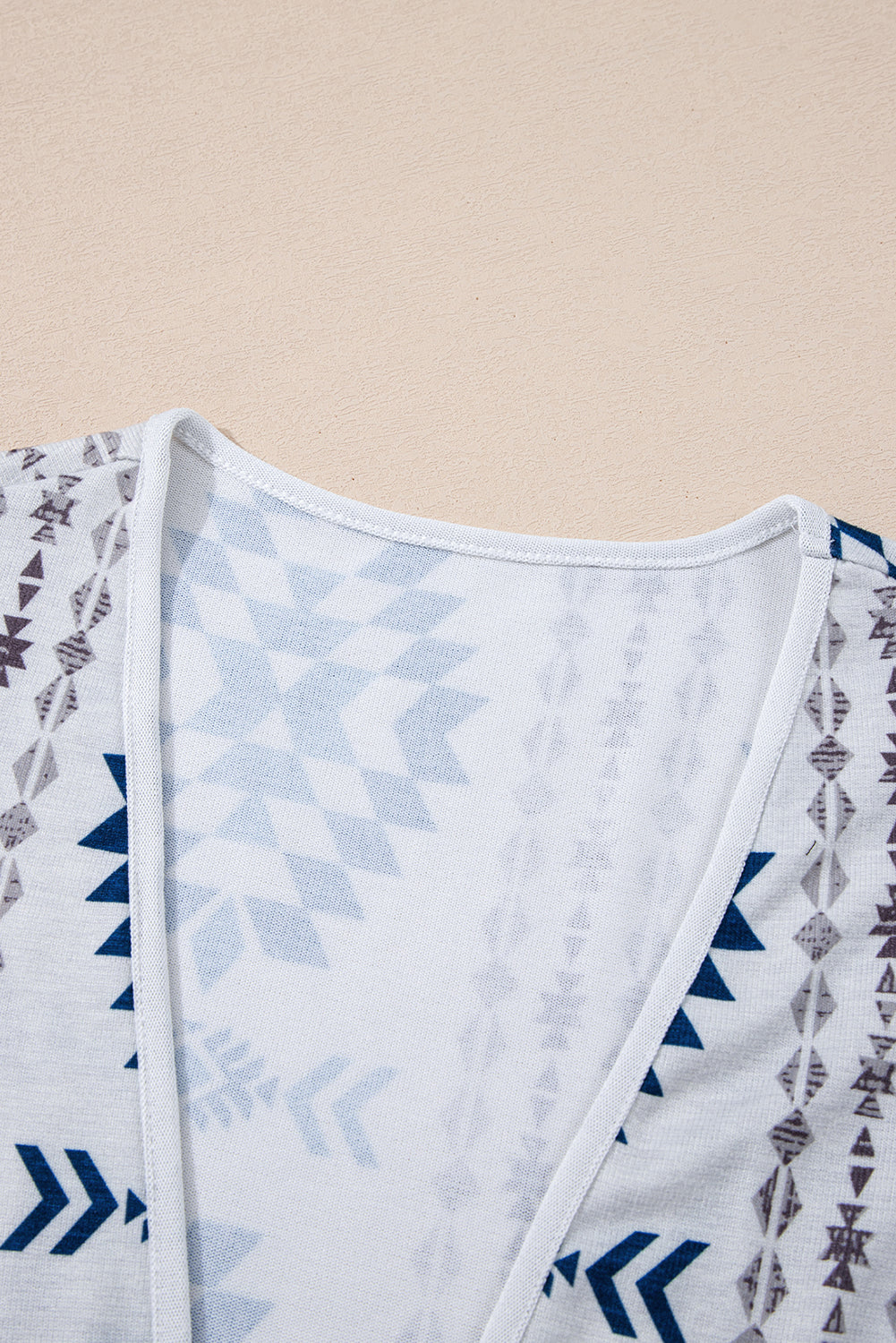 Sky Blue Western Aztec Printed Open Front Long Cardigan 🇺🇲