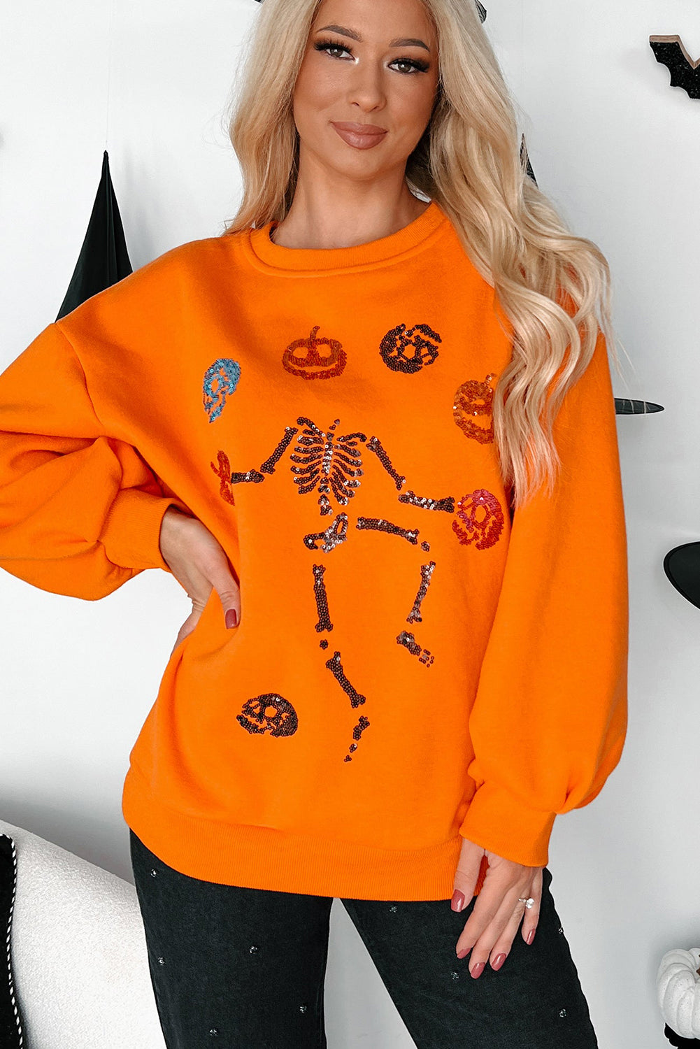 Carrot Dancing Critters Sequin Halloween Crewneck Sweatshirt 🇺🇸