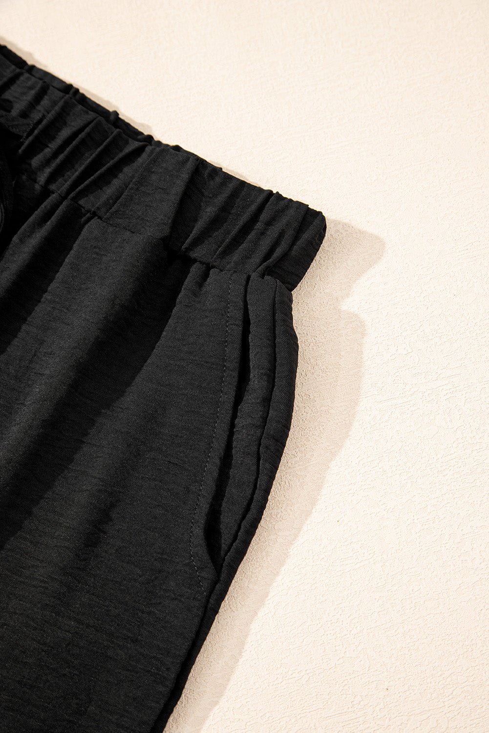 Black Buttoned Vest Drawstring Wide Leg Pants 2pcs Set 🇨🇳