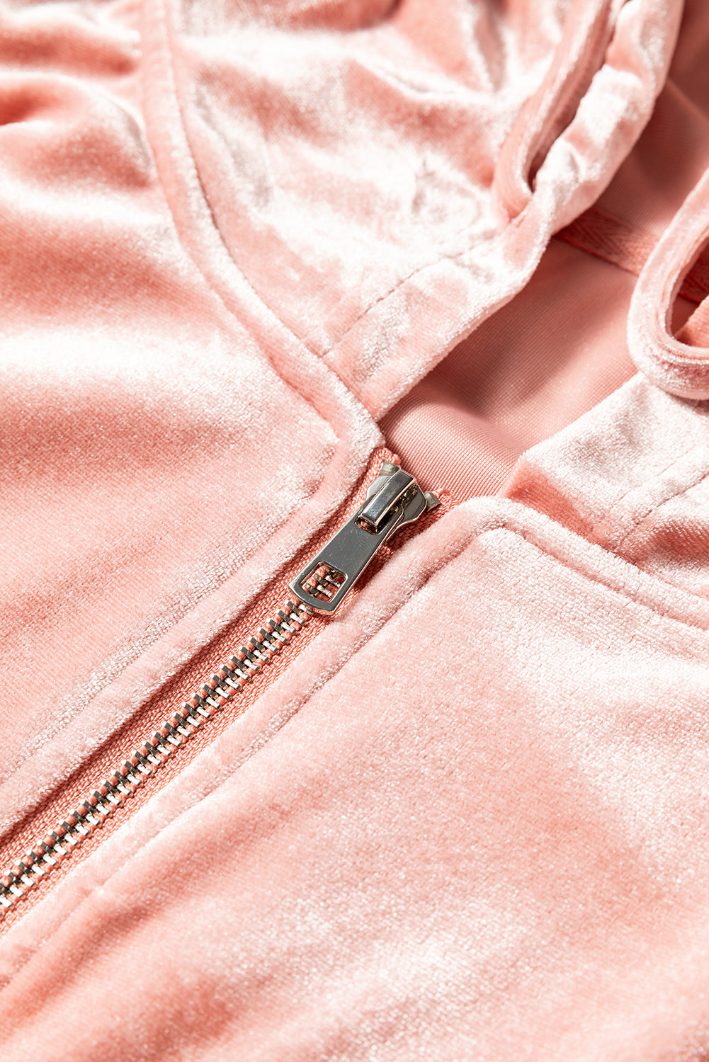 Peach Blossom Velvet Zip-up Hoodie and Wide Leg Pants Set 🇺🇸
