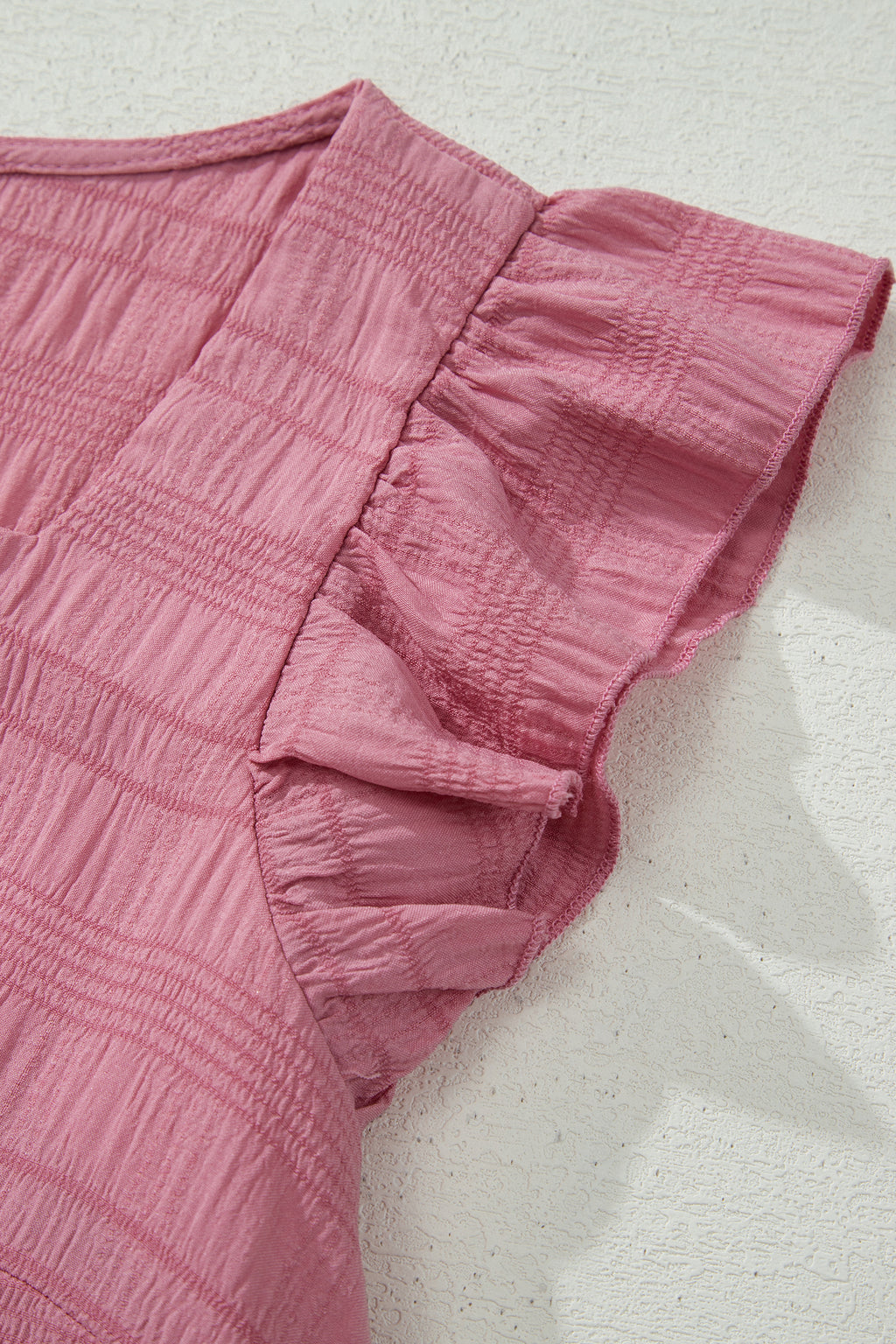 Peach Blossom Textured Square Neck Top and Shirred High Waist Shorts Set 🇺🇸
