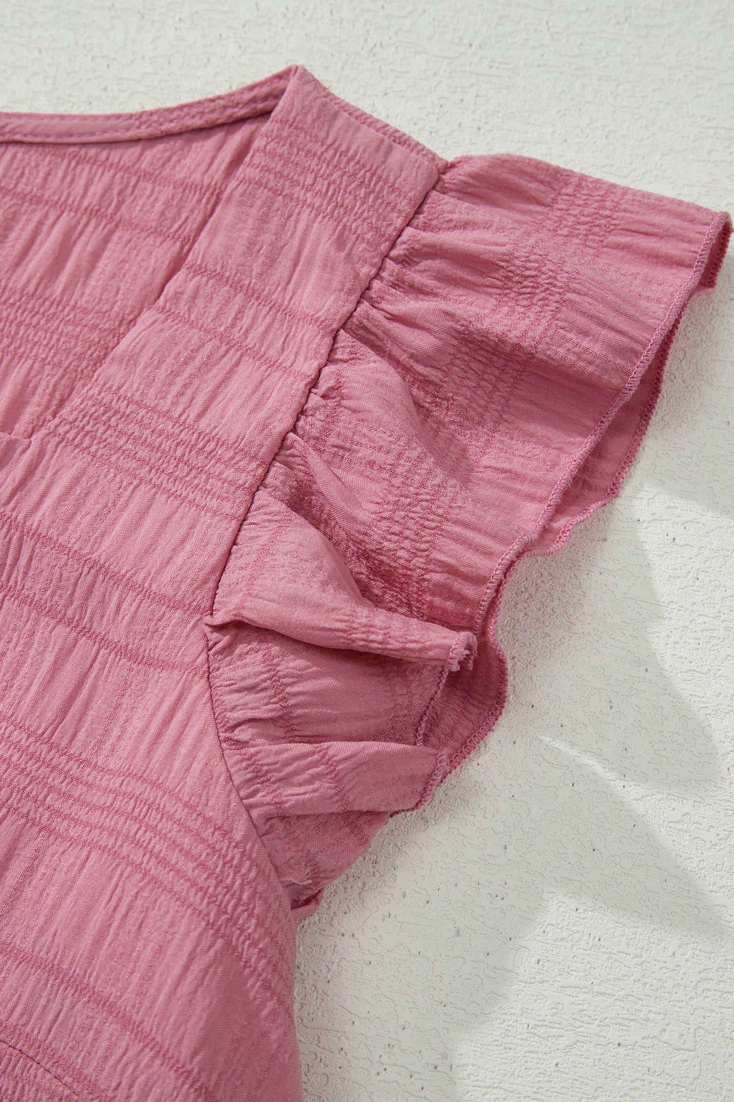 Peach Blossom Textured Square Neck Top and Shirred High Waist Shorts Set 🇺🇸