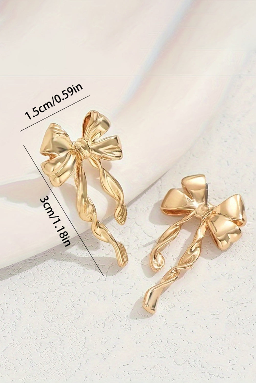 Gold Bow Knot Plated Alloy Stud Earrings 🇨🇳