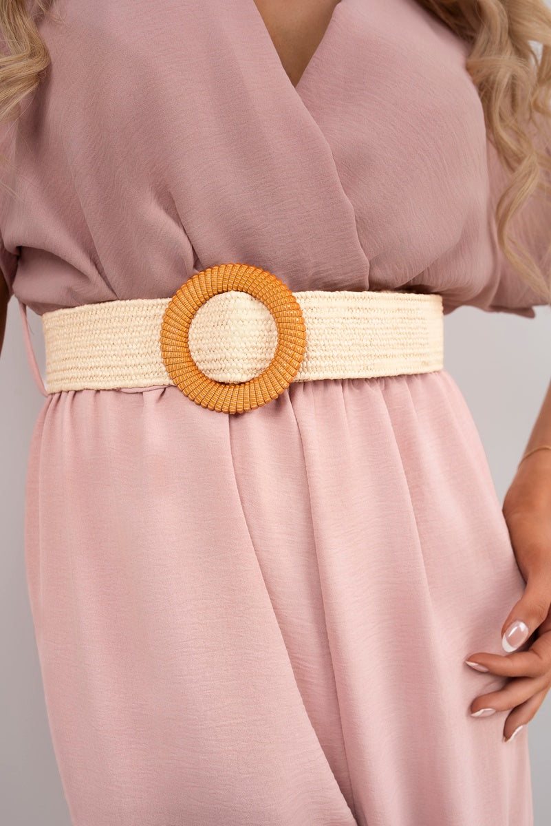 V Neck Short Sleeve Wide Leg Jumpsuit with Woven Belt 🇬🇧
