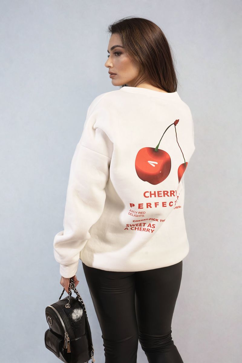 Cherry Printed Front and Back Design Oversized Knitted Jumper 🇬🇧