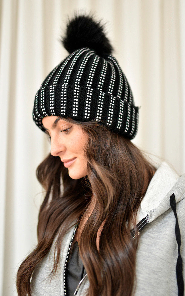 Faux Fur Lined Beanie Rhine Stone 🇬🇧