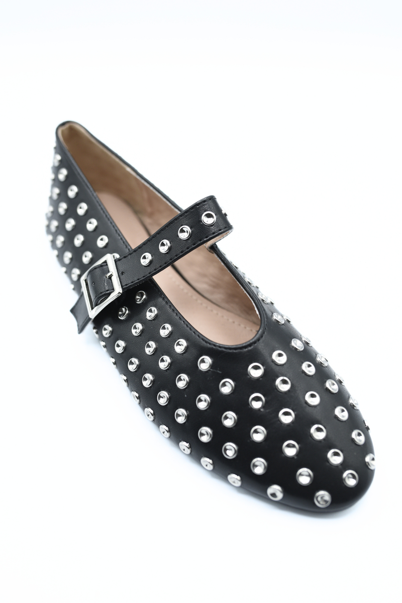 Rhinestone Decor Round Toe Buckle Strap Flat Shoes 🇬🇧